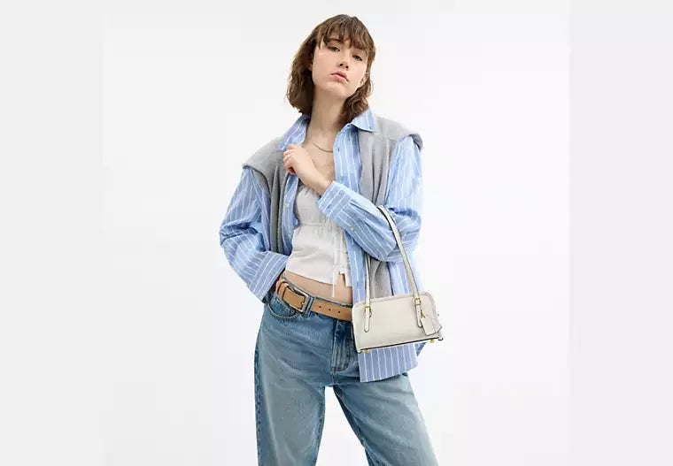 Crinkle Patent Leather Swing Zip Shoulder Bag