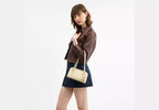 Crinkle Patent Leather Swing Zip Shoulder Bag
