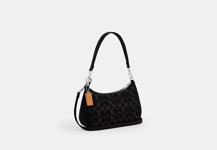 Denim Shoulder Bag With Detachable Straps And Pockets