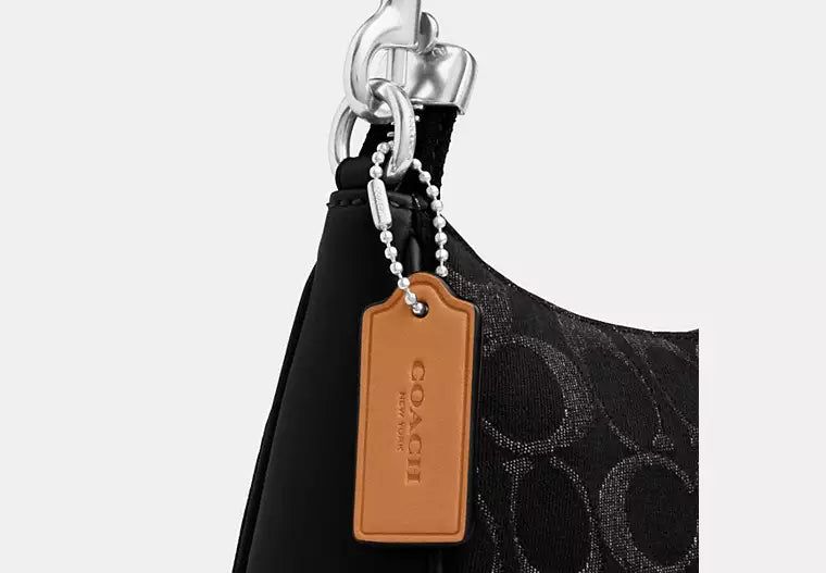 Denim Shoulder Bag With Detachable Straps And Pockets