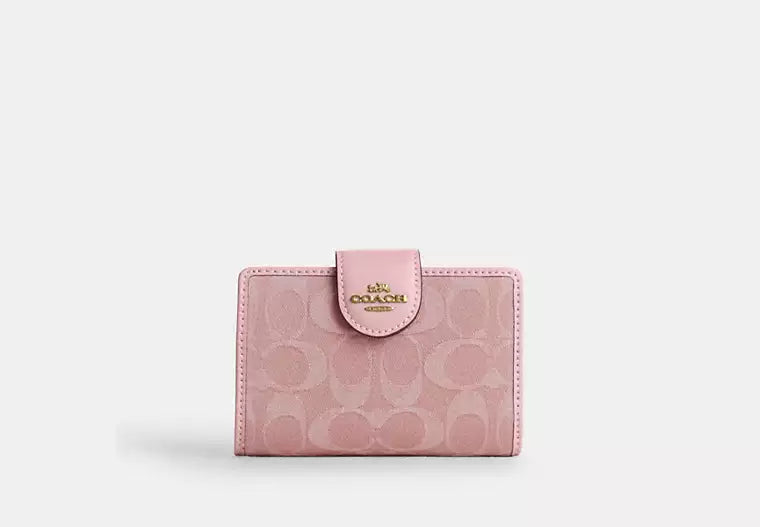 Medium Corner Zip Wallet With Denim And Leather