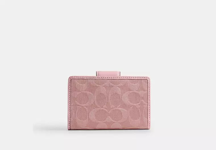 Medium Corner Zip Wallet With Denim And Leather