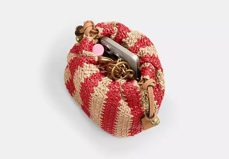 Mini Straw Drawstring Bag with Detachable Chains