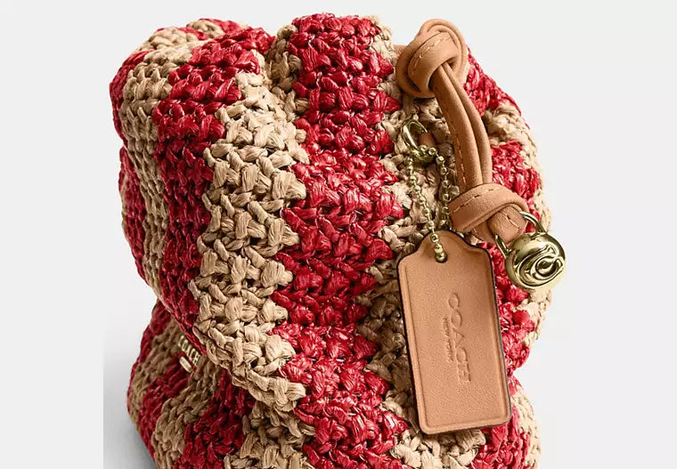 Mini Straw Drawstring Bag with Detachable Chains