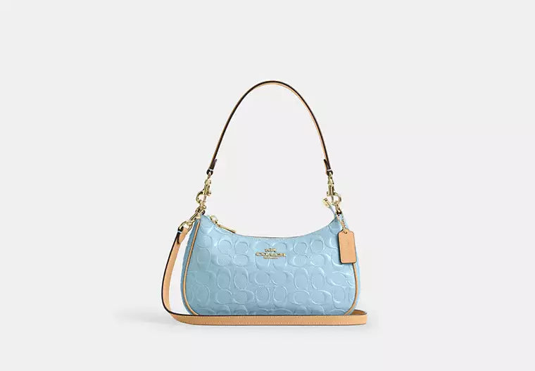 Pearlized Leather Shoulder Bag with Detachable Strap