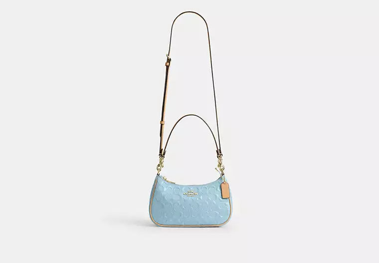Pearlized Leather Shoulder Bag with Detachable Strap