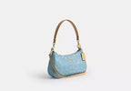 Pearlized Leather Shoulder Bag with Detachable Strap