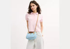 Pearlized Leather Shoulder Bag with Detachable Strap