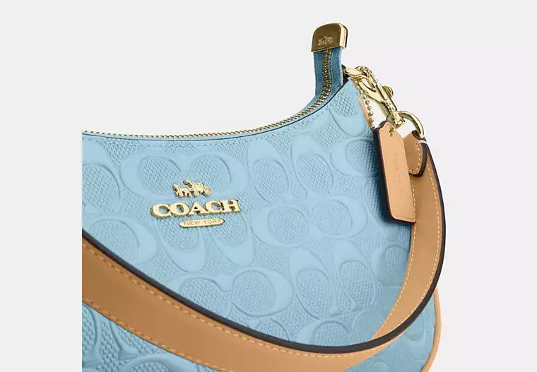Pearlized Leather Shoulder Bag with Detachable Strap