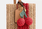 Straw City Tote Bag With Leather Trim And Charm
