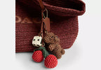 Straw and Leather City Tote Bag with Charm