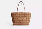 Straw City Tote Bag With Gingham Print Design