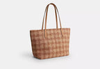Straw City Tote Bag With Gingham Print Design