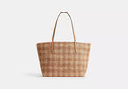 Straw City Tote Bag With Gingham Print Design