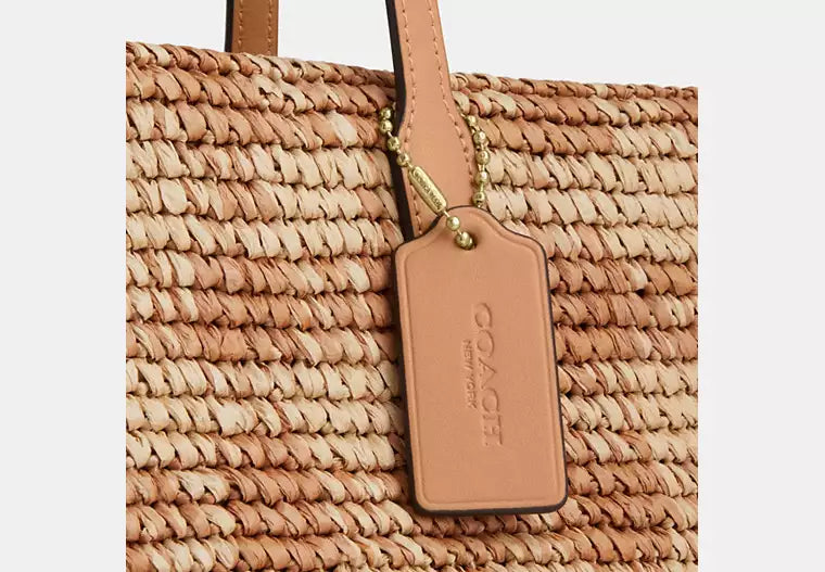 Straw City Tote Bag With Gingham Print Design