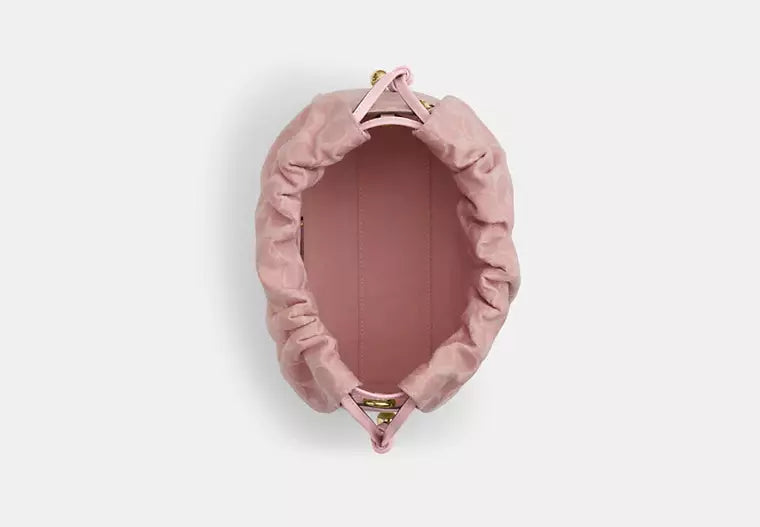 Denim Drawstring Shoulder Bag with Detachable Strap