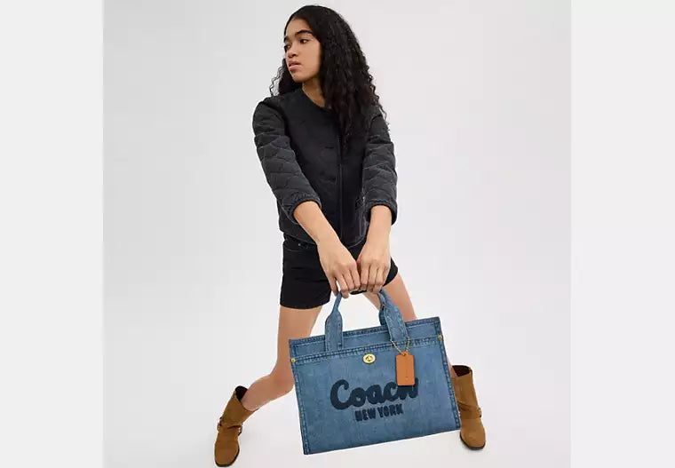 Denim Cargo Tote Bag – Convertible Shoulder & Crossbody