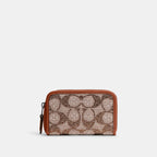 Small Zip-Around Card Case in Jacquard Leather