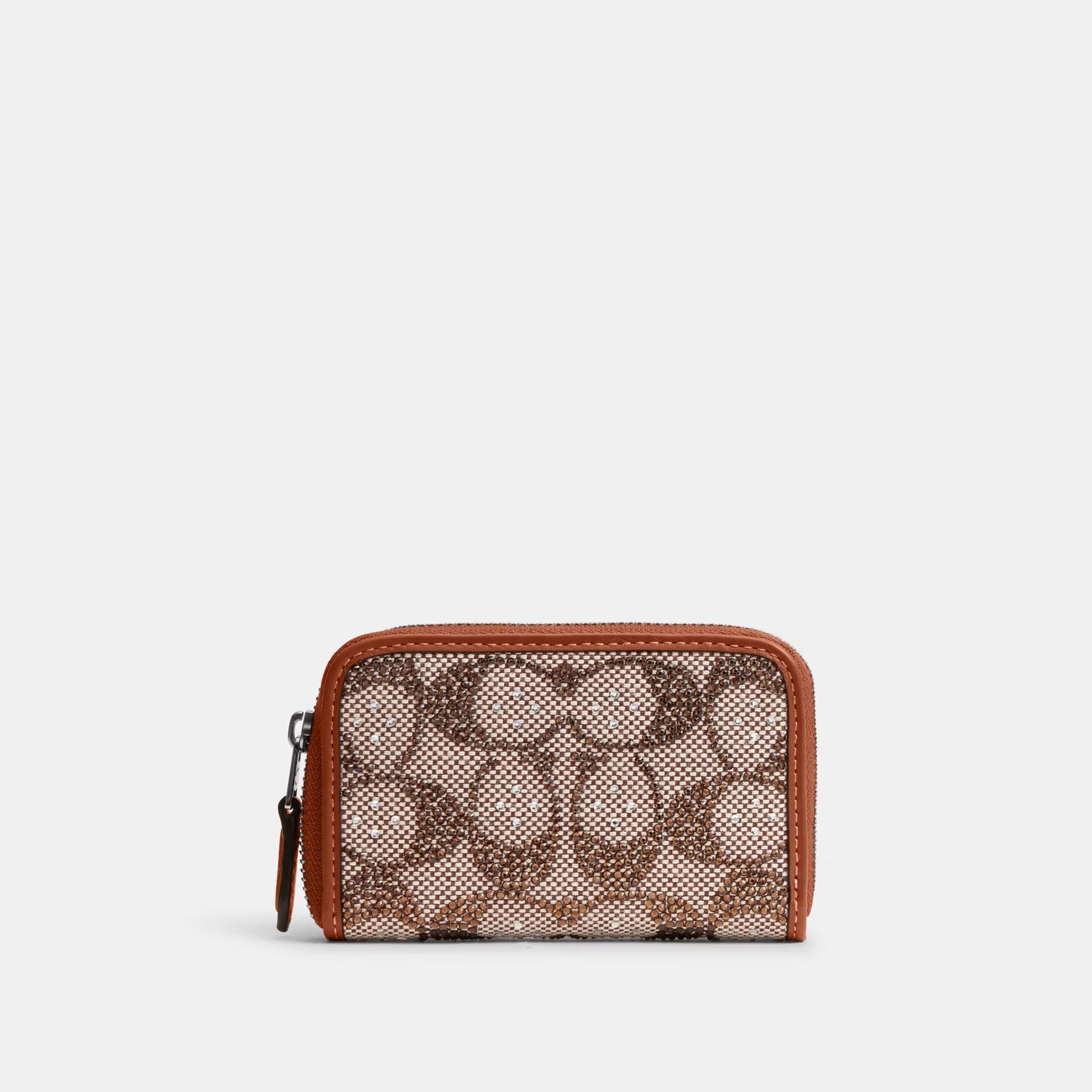 Small Zip-Around Card Case in Jacquard Leather