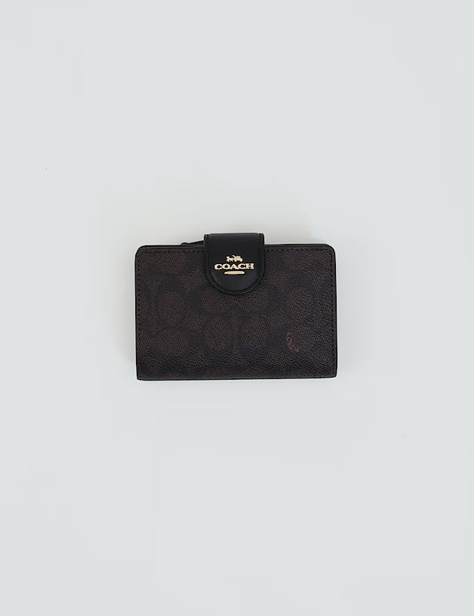 Medium Corner Zip Wallet in Signature Denim